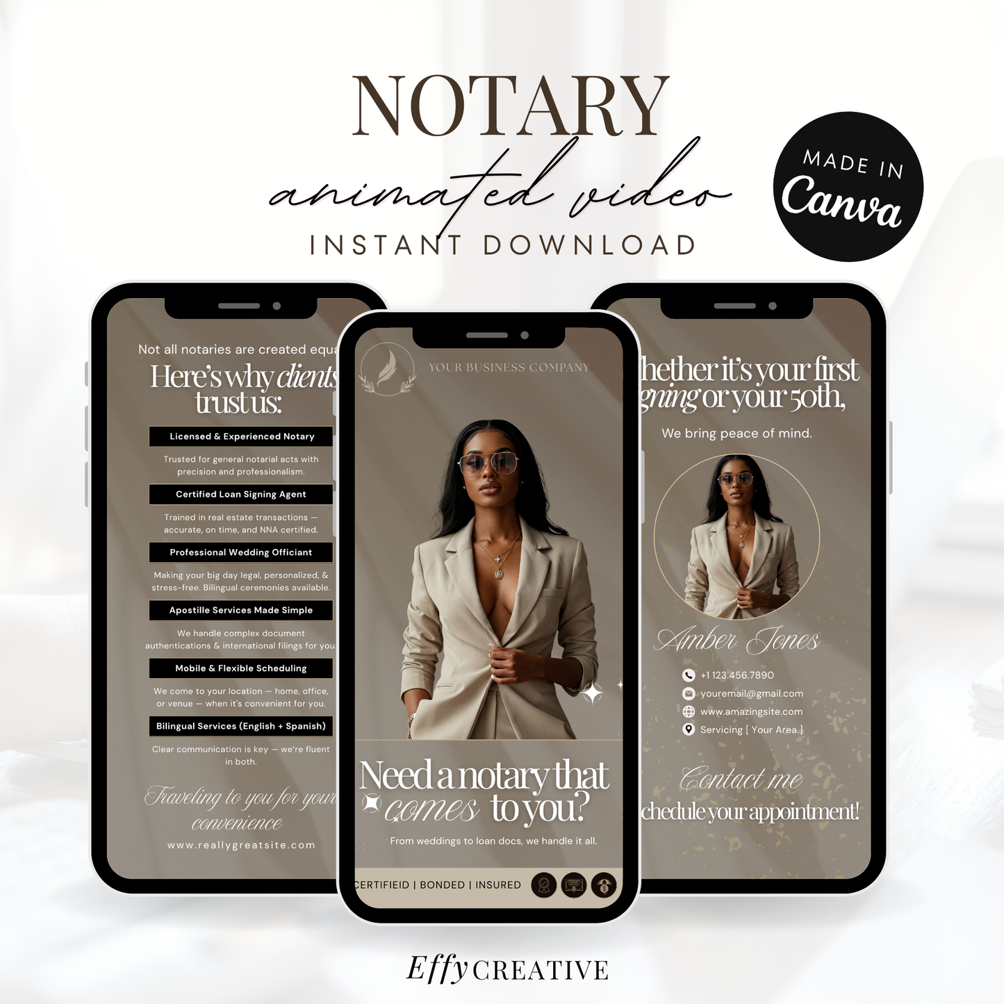 Notary Animated Video Template, Notary Digital Business Card - Mobile Notary