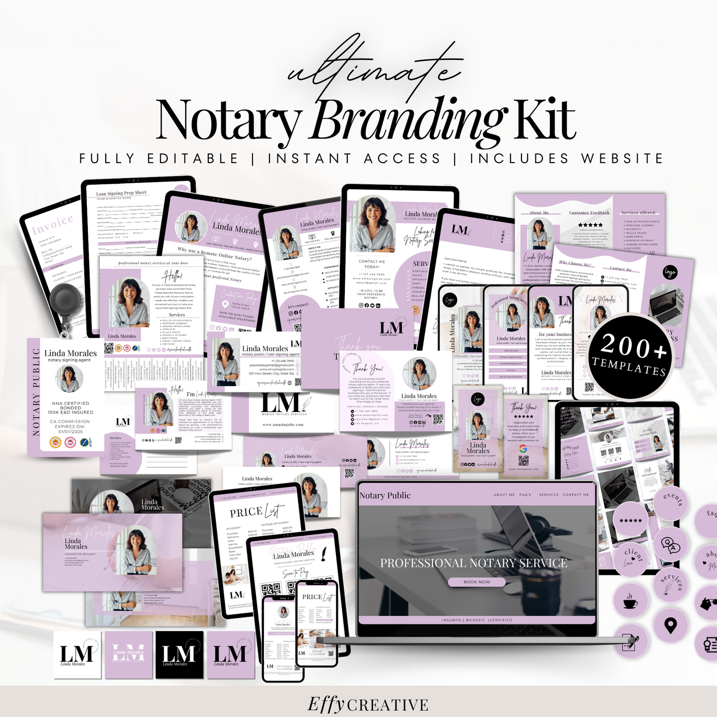 Ultimate Notary Branding Kit – Lilac Aesthetic Templates for Social Media + Marketing