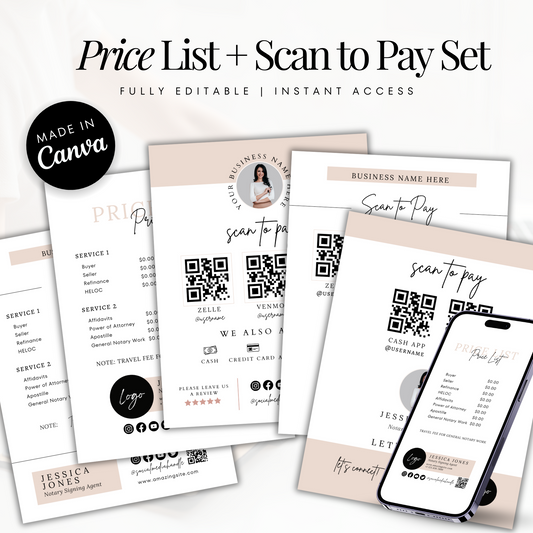 Notary Price List + Scan To Pay Flyer Set