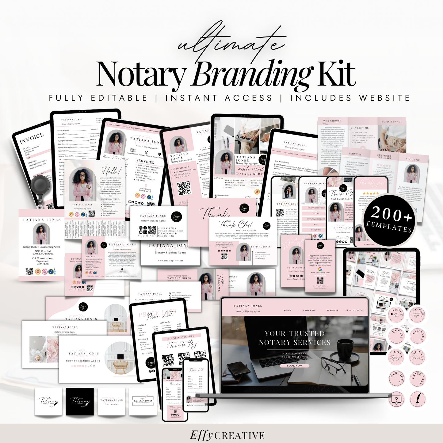 Ultimate Notary Branding Kit – Pink Aesthetic Templates for Social Media + Marketing