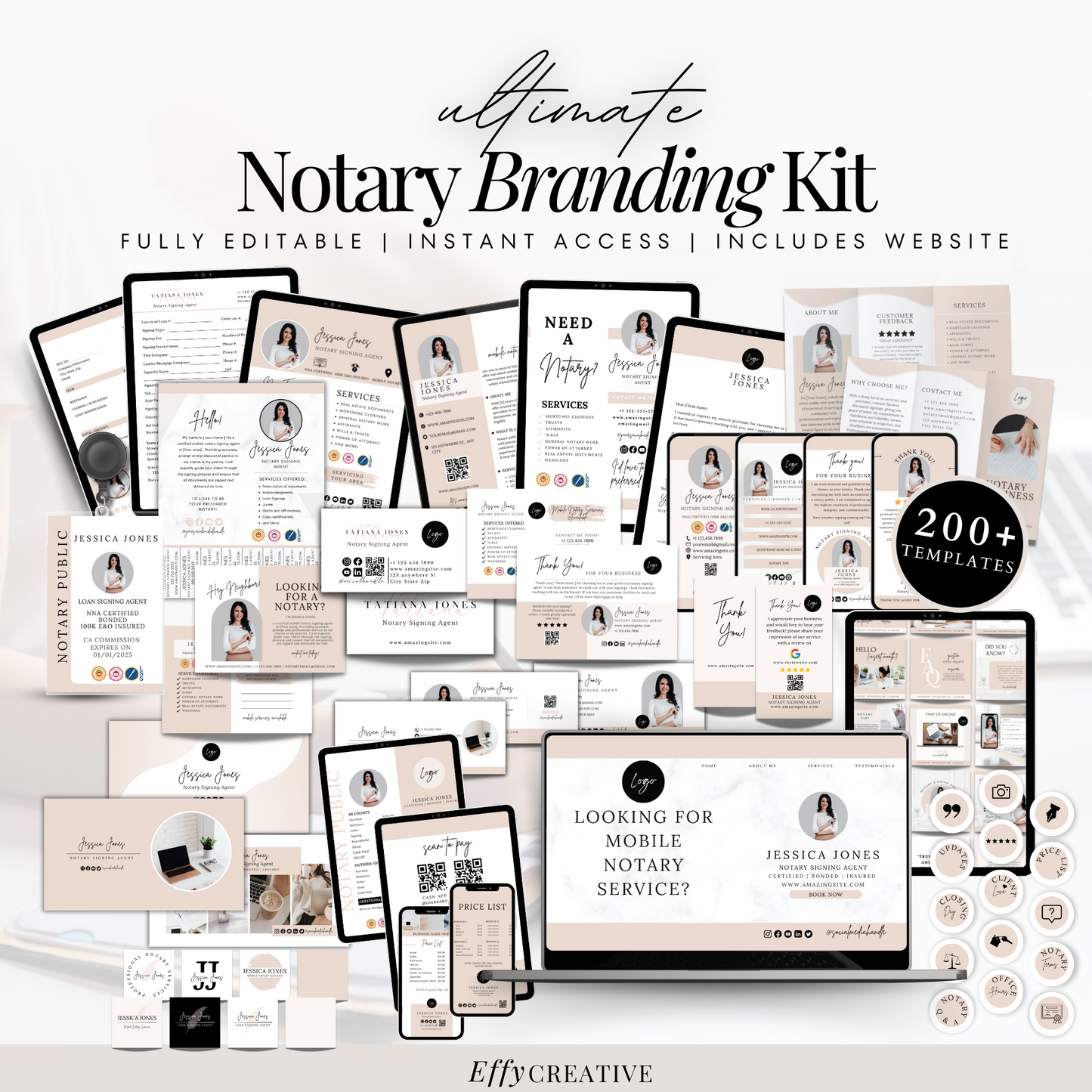 Ultimate Notary Branding Kit – Beige Neutral Aesthetic Templates for Social Media + Marketing