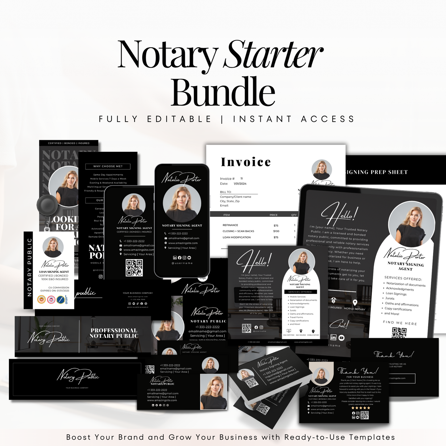 Notary Starter Bundle Kit - Professional Marketing Templates