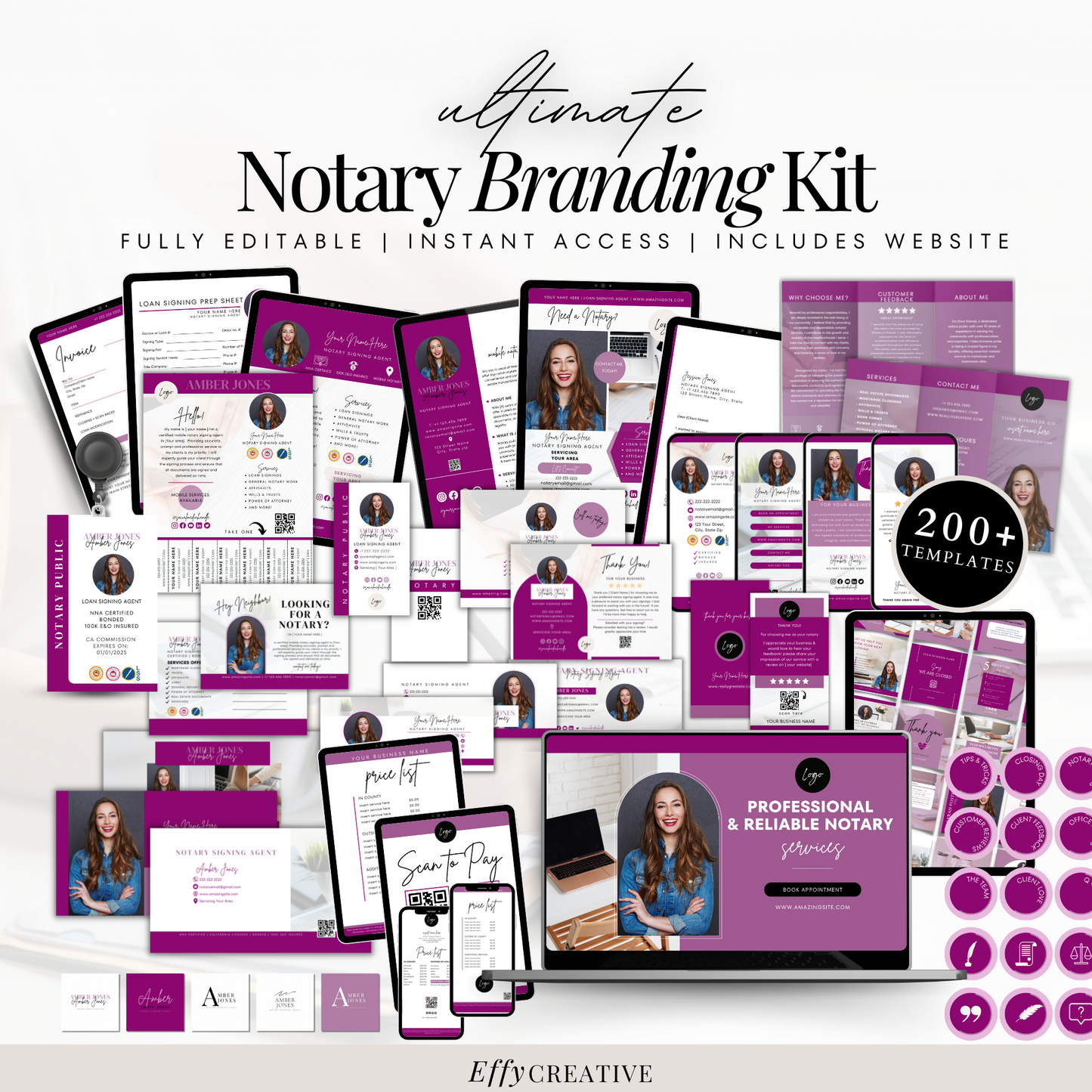 Ultimate Notary Branding Kit – Purple Aesthetic Templates for Social Media + Marketing