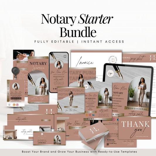 Notary Starter Bundle Kit - Professional Marketing Templates
