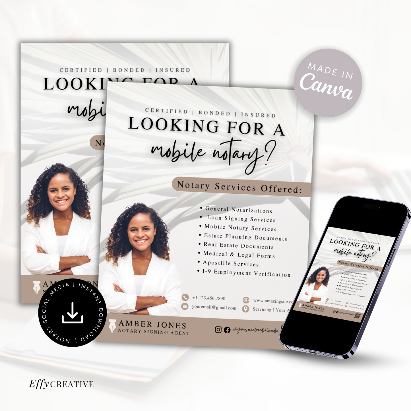 Notary Digital Marketing Flyer - Beige