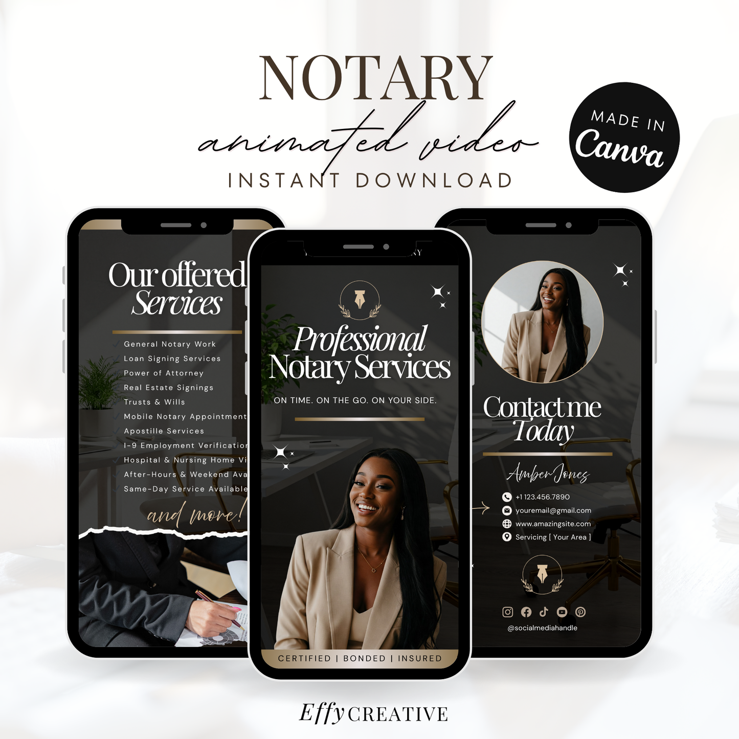 Notary Animated Video Template, Notary Digital Business Card