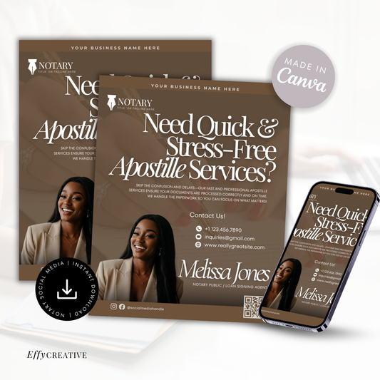 Apostille Notary Digital Flyer Template - Brown