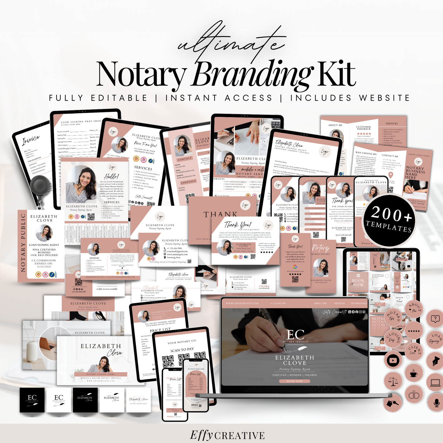 Ultimate Notary Branding Kit – Peach Neutral Aesthetic Templates for Social Media + Marketing