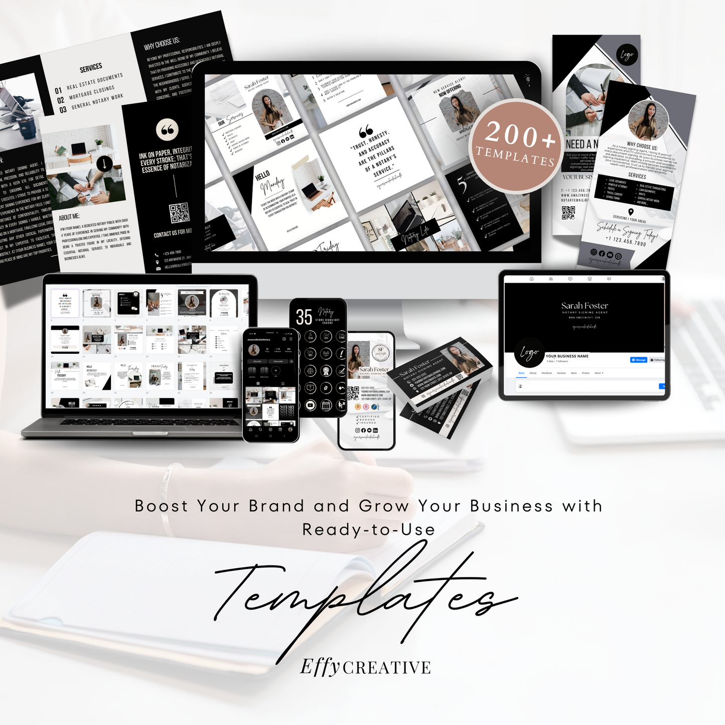 Ultimate Notary Branding Kit – Black Aesthetic Templates for Social Media + Marketing