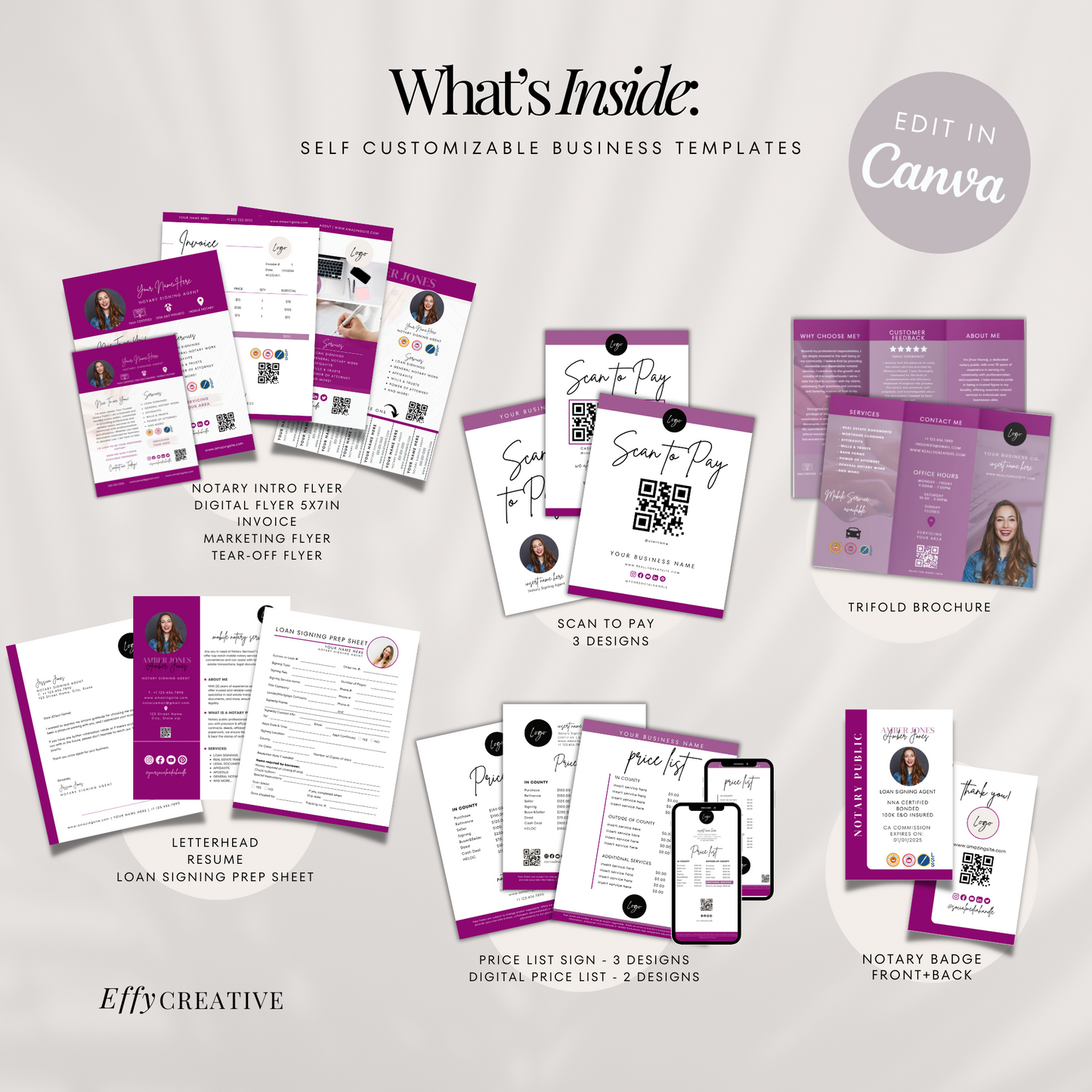 Ultimate Notary Branding Kit – Purple Aesthetic Templates for Social Media + Marketing