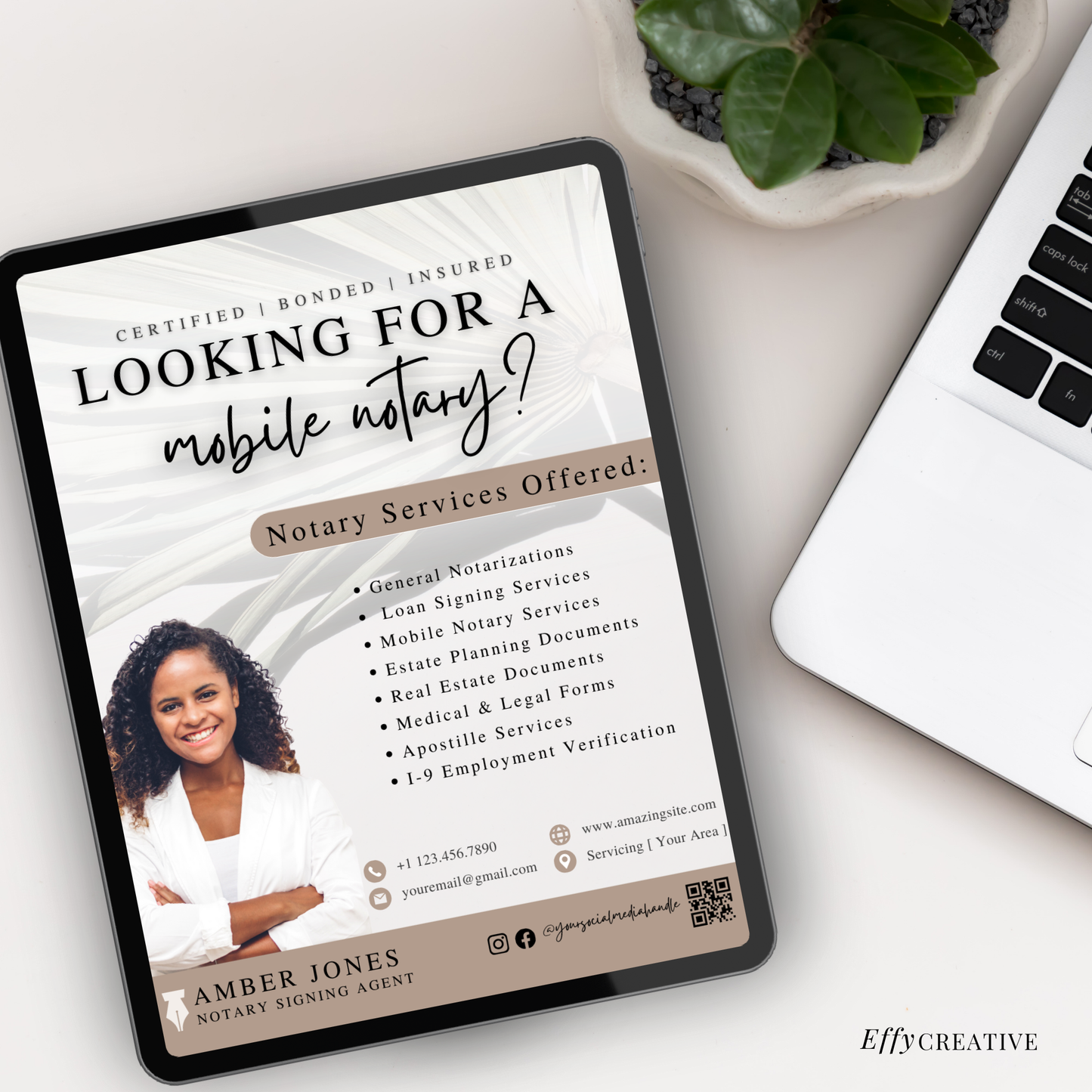Notary Digital Marketing Flyer - Beige