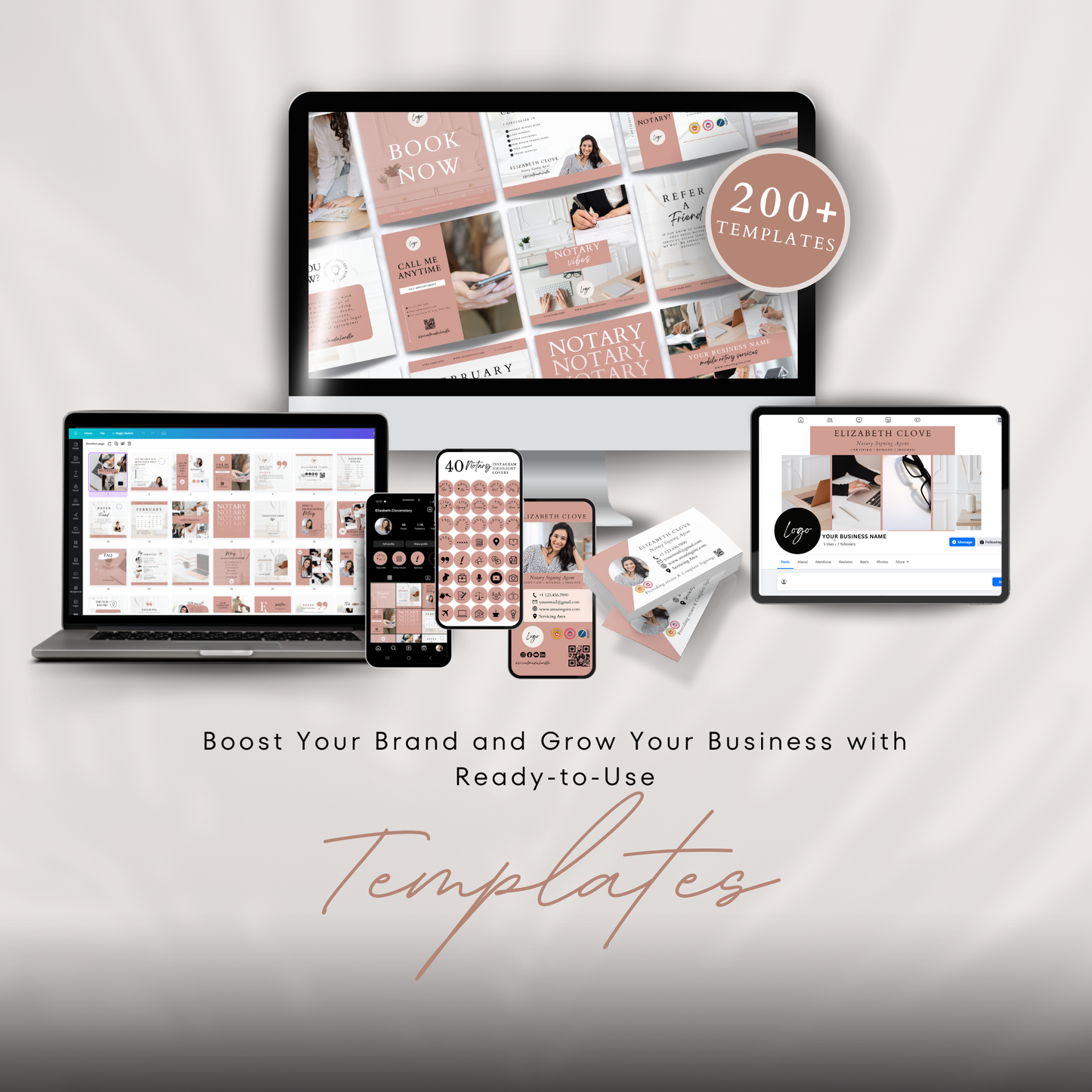 Ultimate Notary Branding Kit – Peach Neutral Aesthetic Templates for Social Media + Marketing