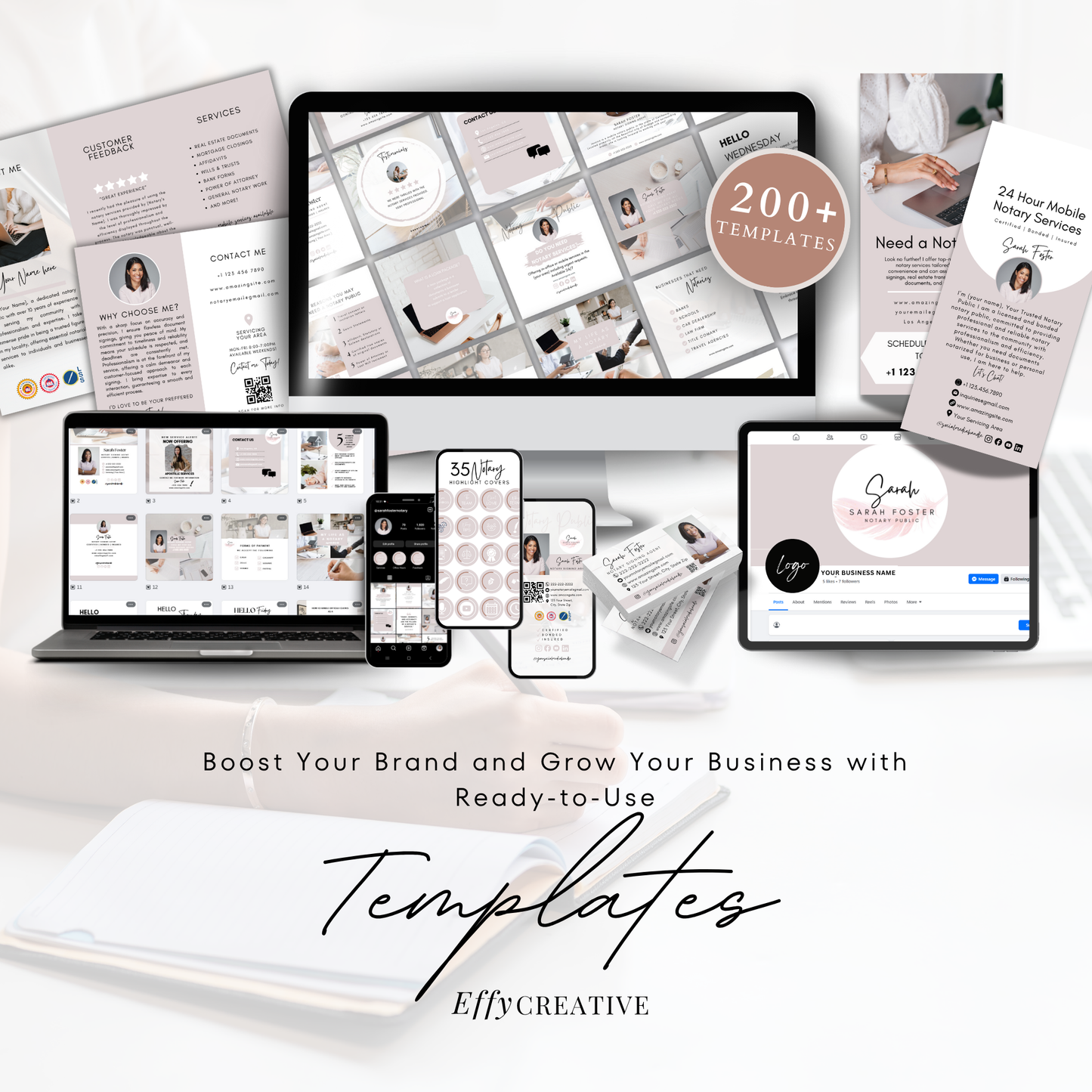 Ultimate Notary Branding Kit – Light Pink Aesthetic Templates for Social Media + Marketing