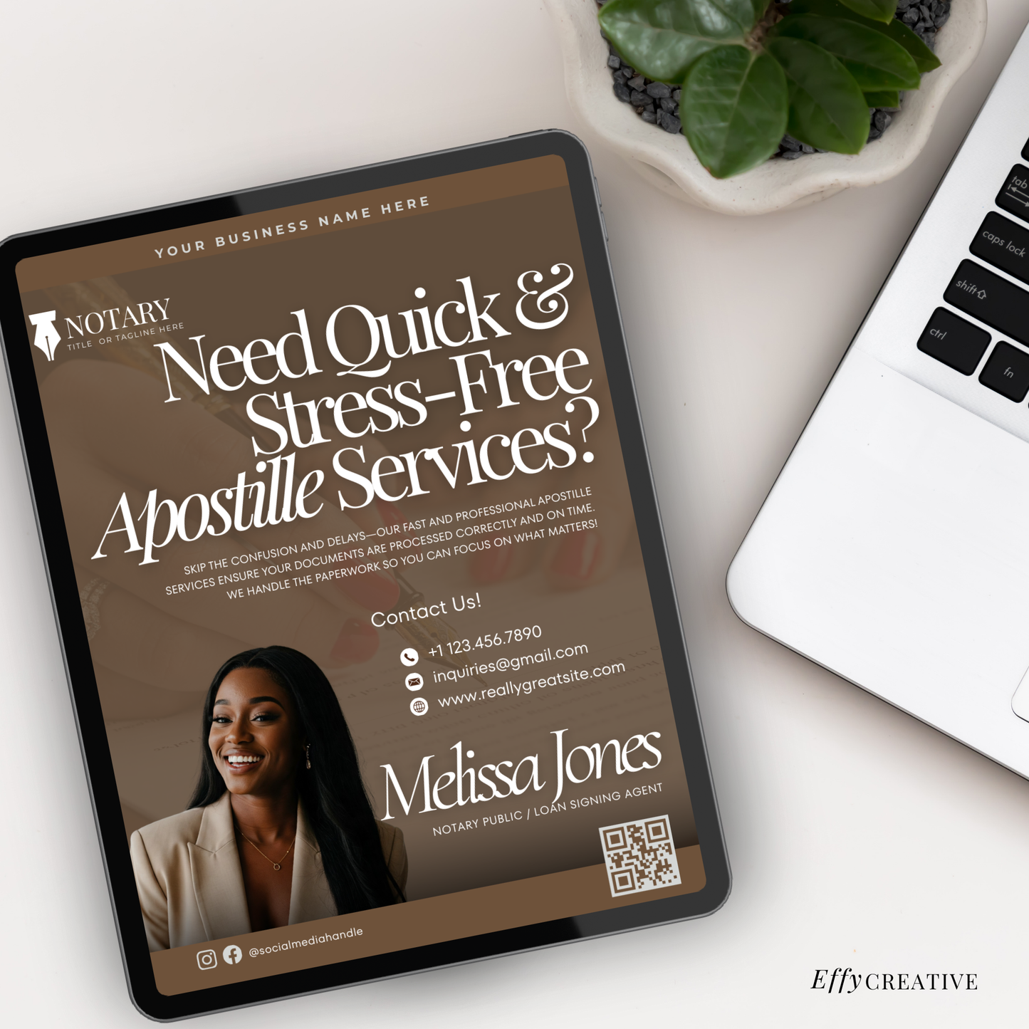 Apostille Notary Digital Flyer Template - Brown
