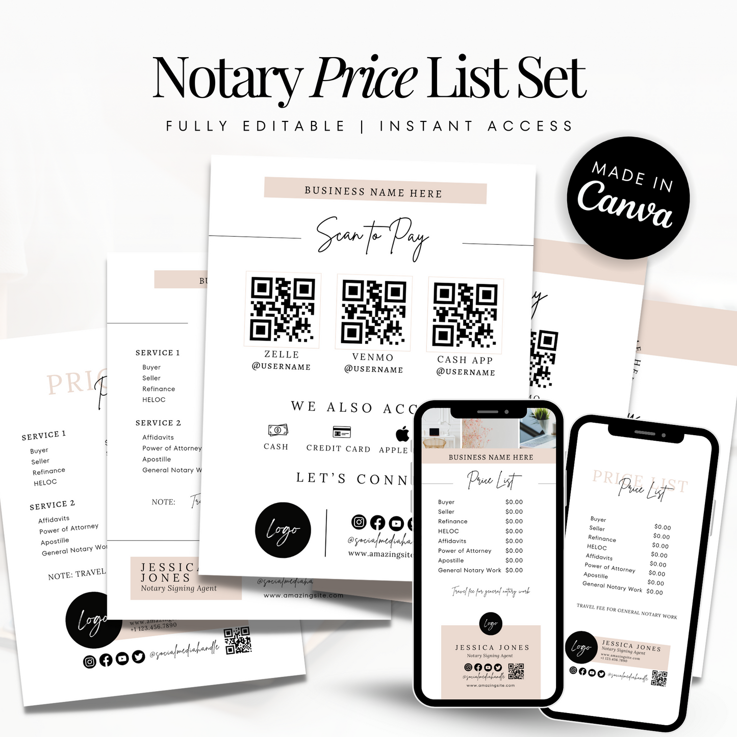 Notary Price List + Scan To Pay Flyer Set