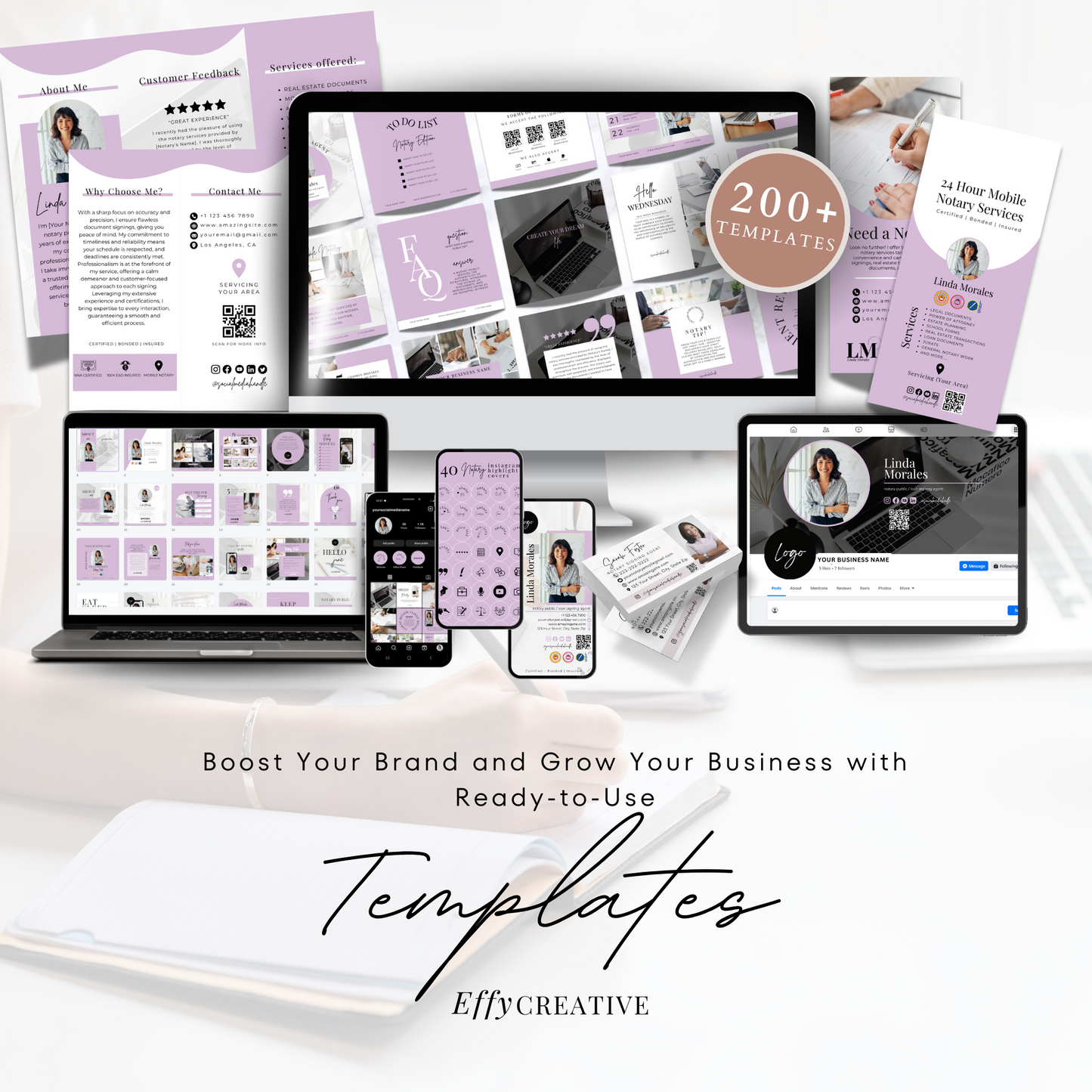 Ultimate Notary Branding Kit – Lilac Aesthetic Templates for Social Media + Marketing