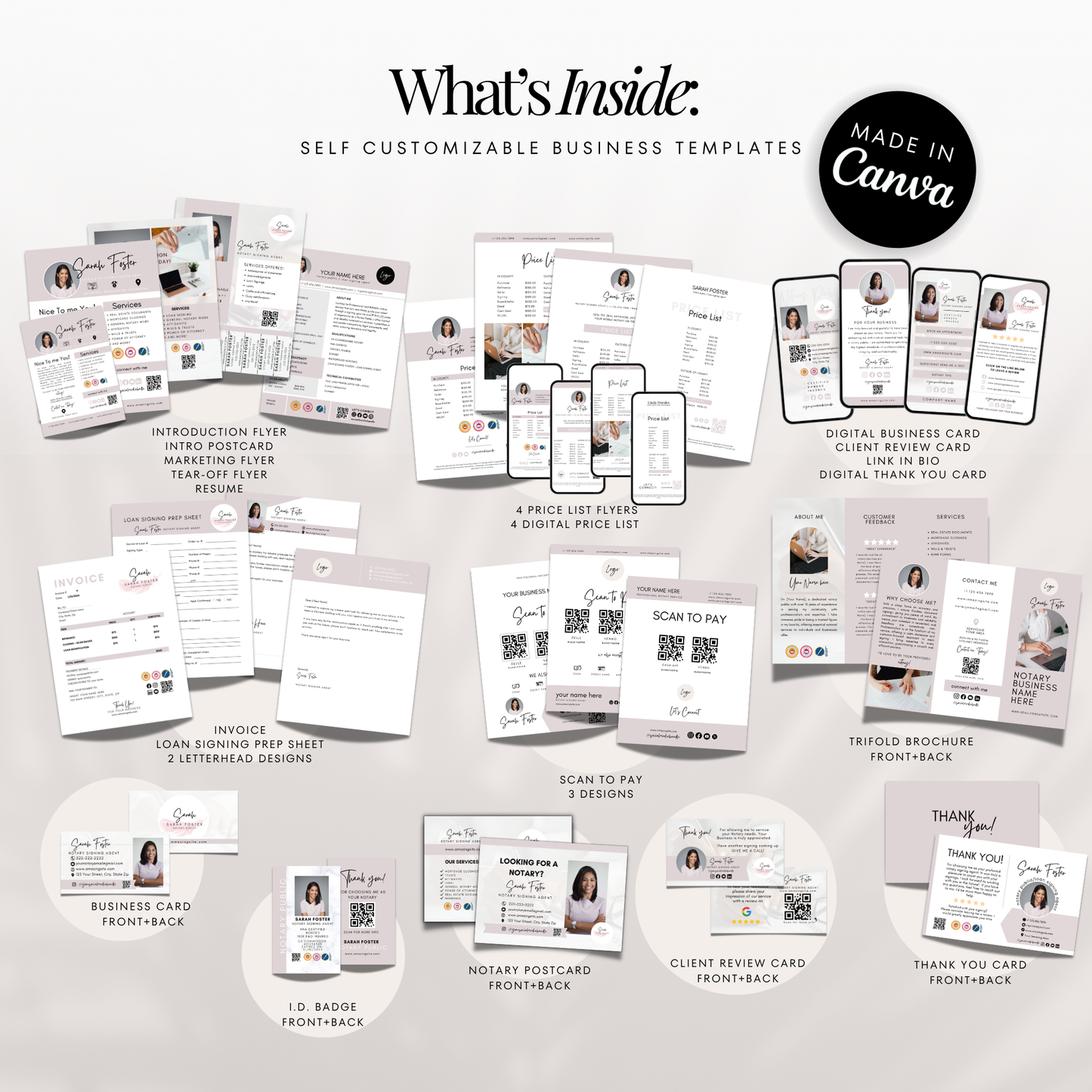 Ultimate Notary Branding Kit – Light Pink Aesthetic Templates for Social Media + Marketing