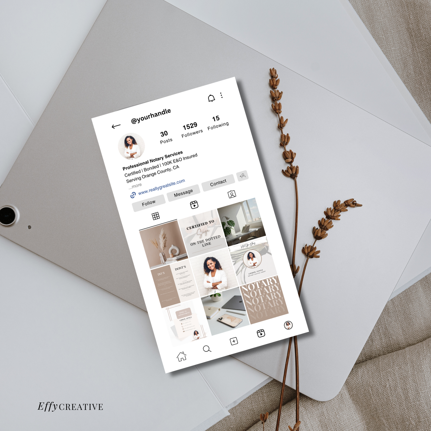 Notary Luxury Social Media Instagram Kit, New IG Size Posts, Stories & Highlight Icons - Beige Aesthetic