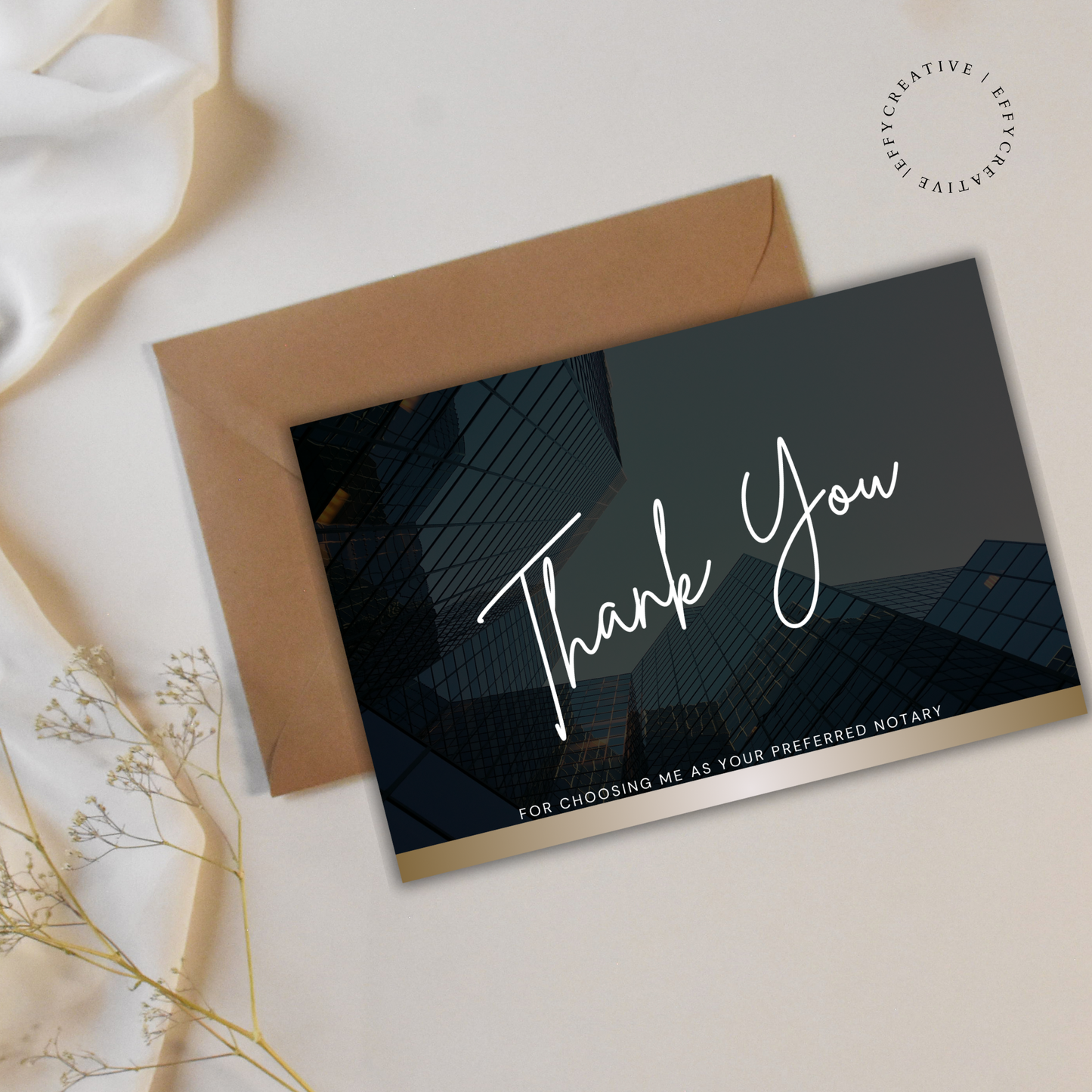 Notary thank you and client feedback card