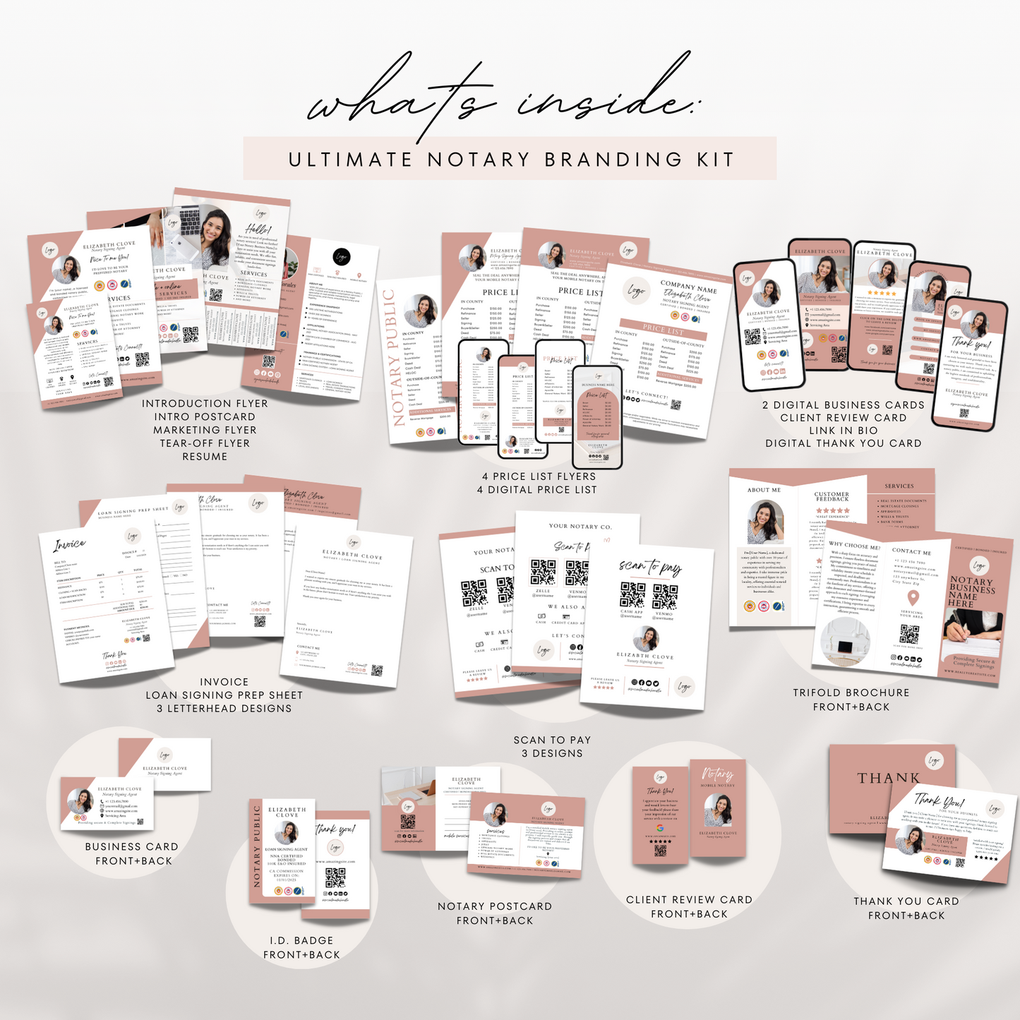 Ultimate Notary Branding Kit – Peach Neutral Aesthetic Templates for Social Media + Marketing