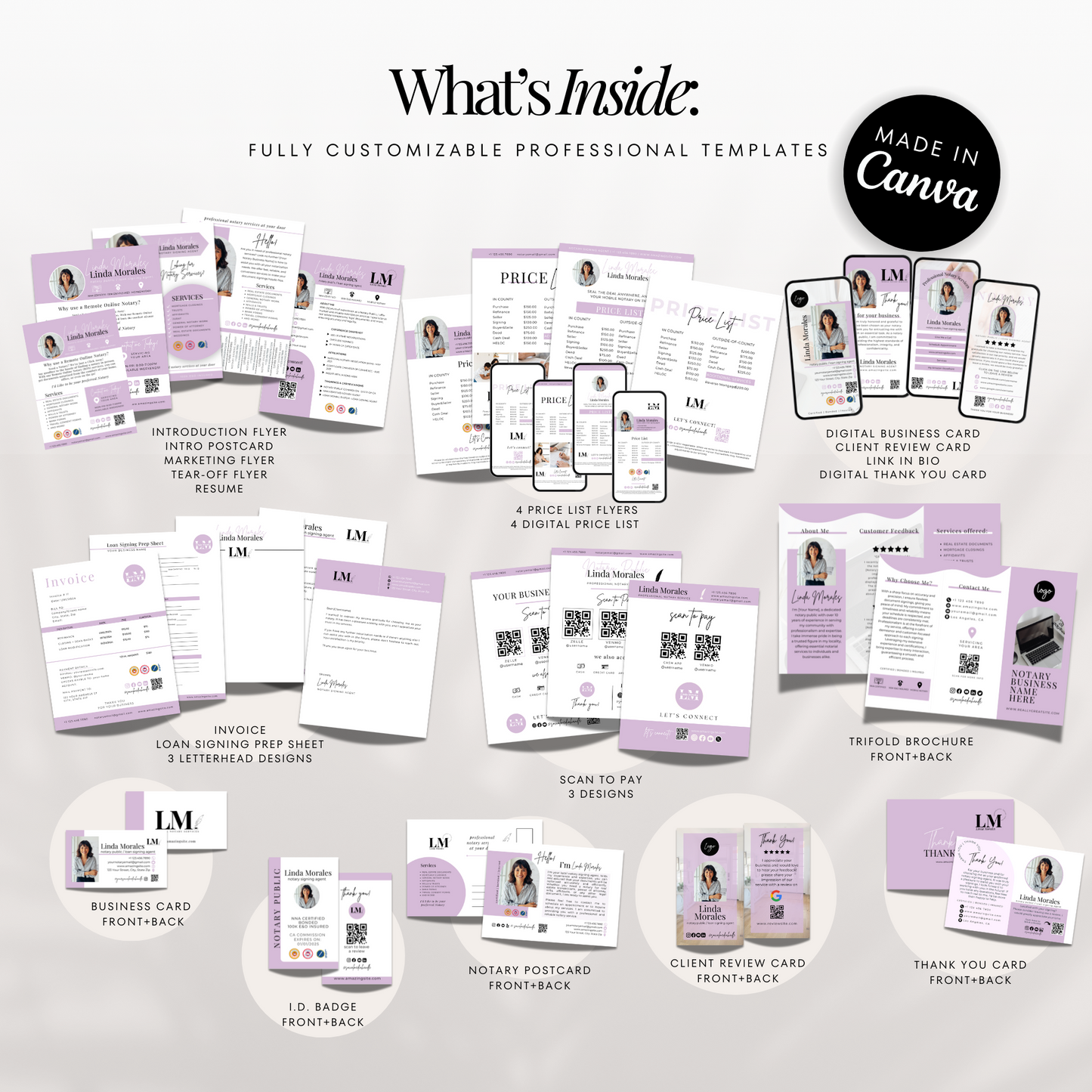 Ultimate Notary Branding Kit – Lilac Aesthetic Templates for Social Media + Marketing