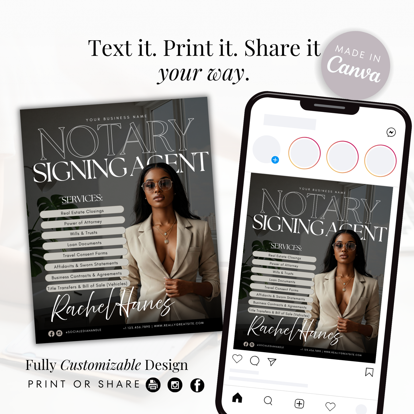 New Modern Notary Digital Marketing Flyer - Social Media Flyer Post - New IG Size