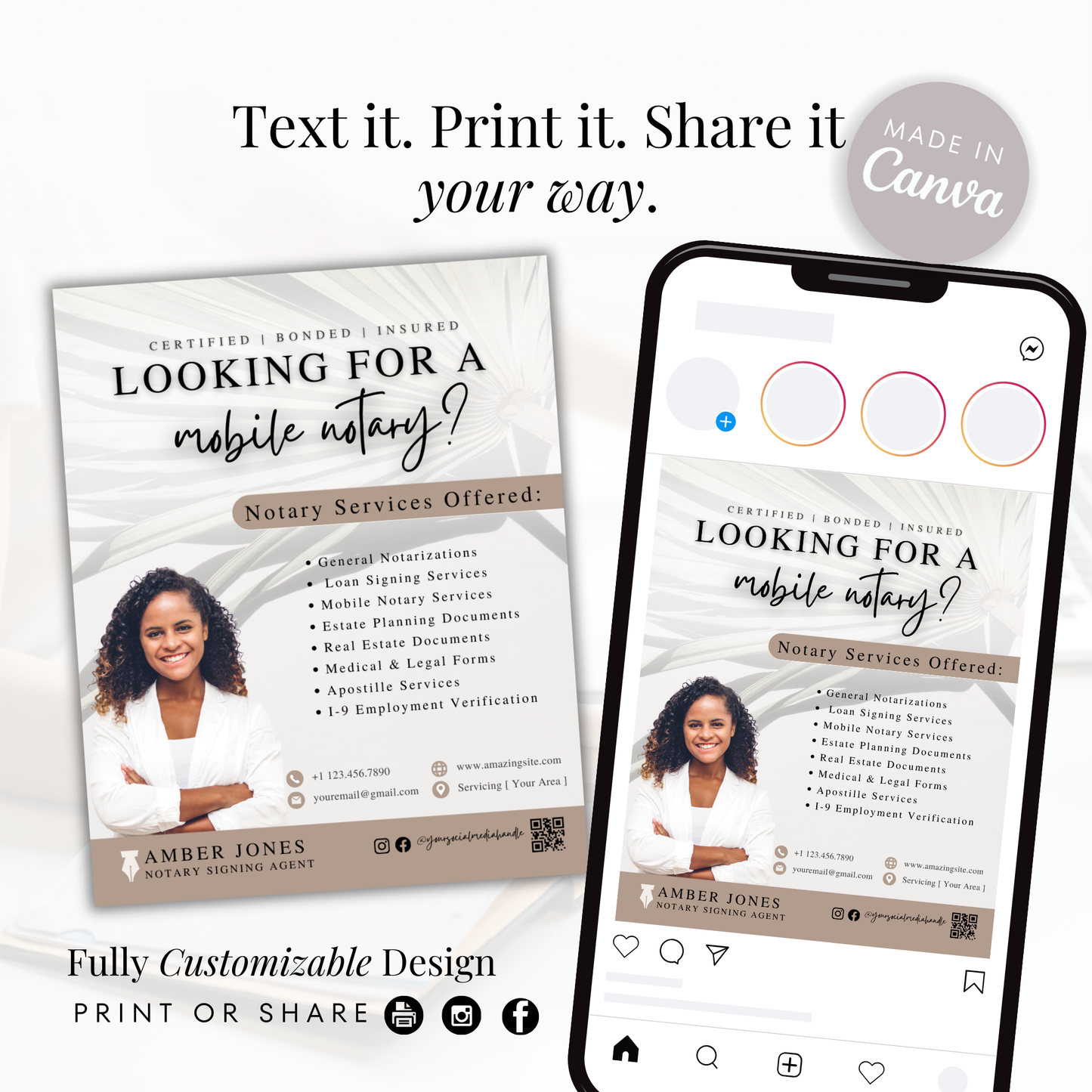 Notary Digital Marketing Flyer - Beige
