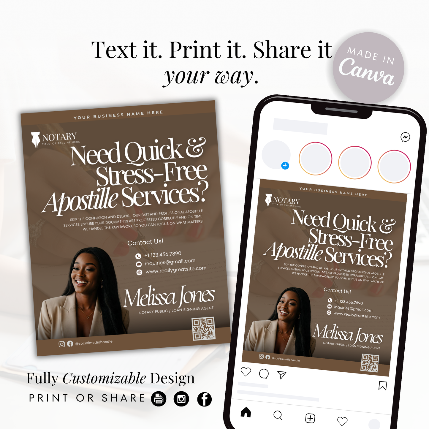 Apostille Notary Digital Flyer Template - Brown