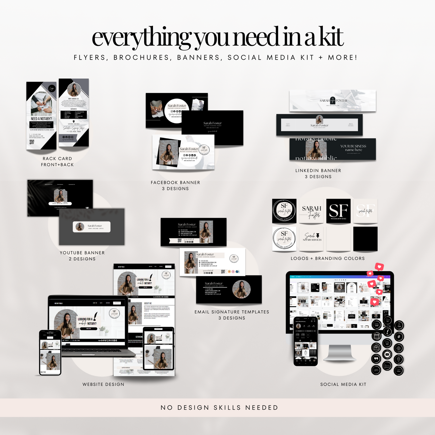 Ultimate Notary Branding Kit – Black Aesthetic Templates for Social Media + Marketing