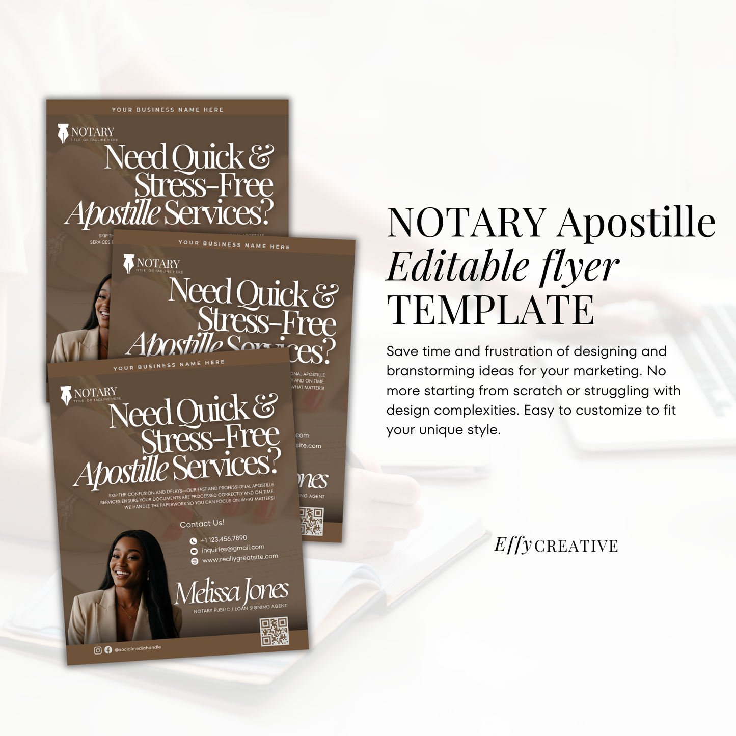 Apostille Notary Digital Flyer Template - Brown