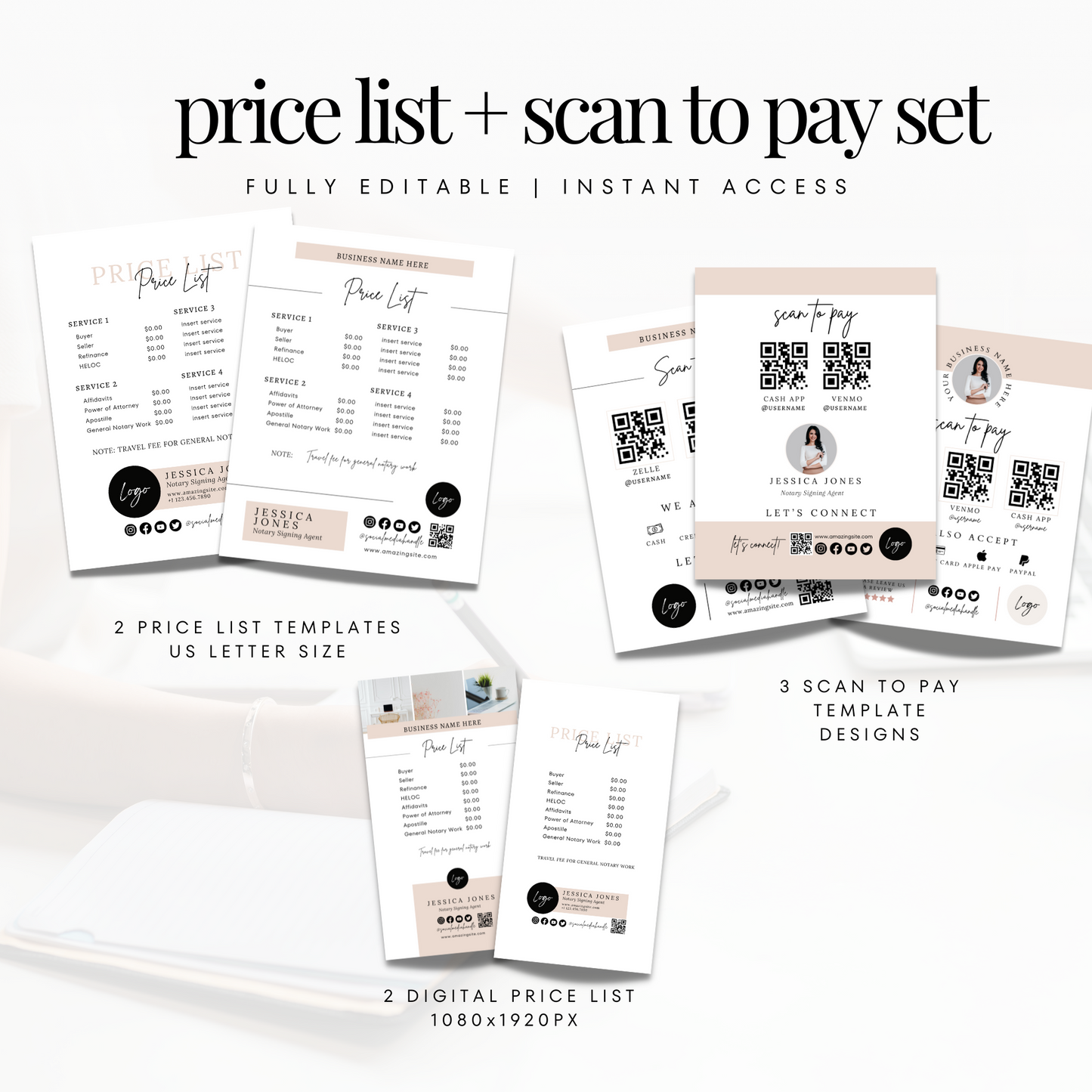 Notary Price List + Scan To Pay Flyer Set