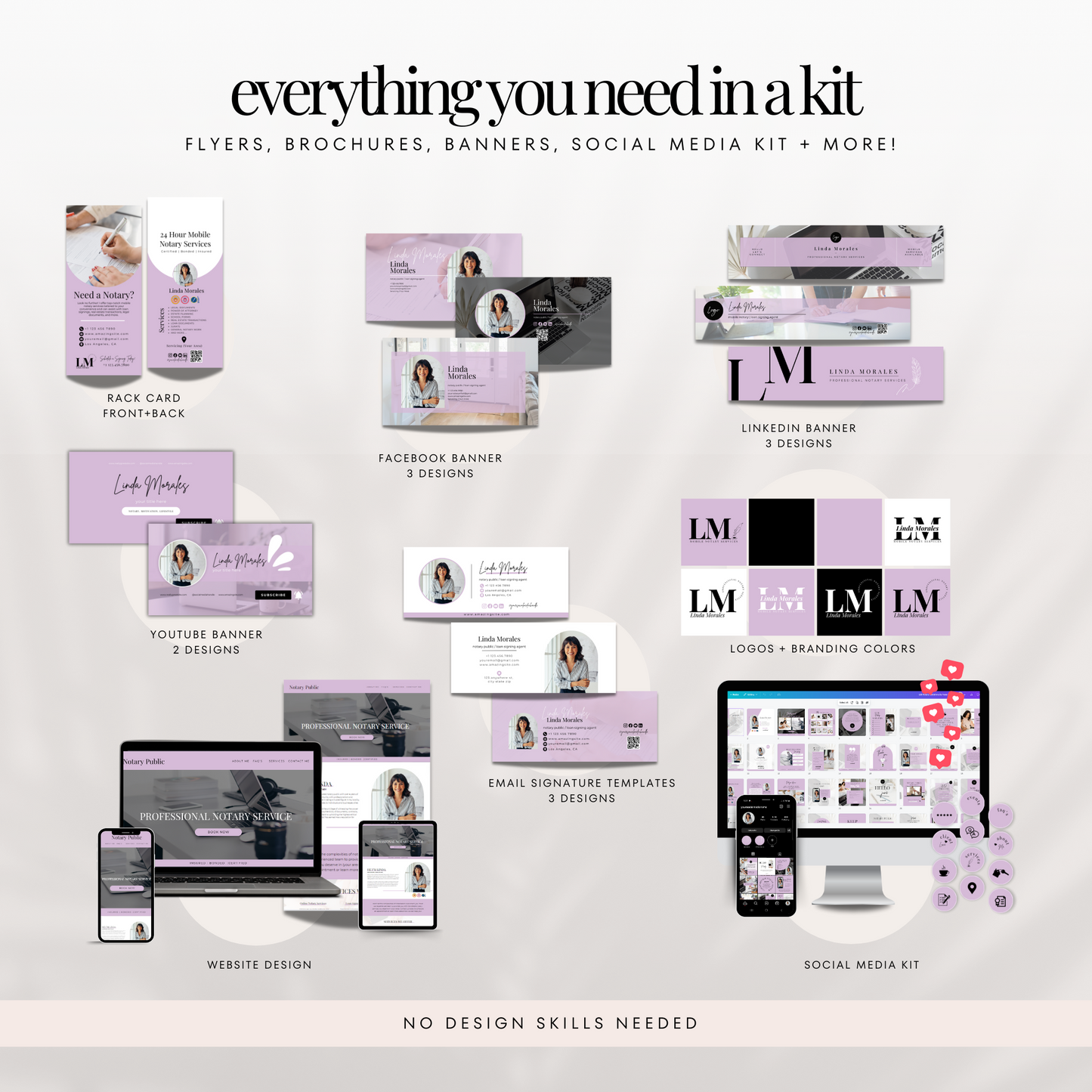 Ultimate Notary Branding Kit – Lilac Aesthetic Templates for Social Media + Marketing