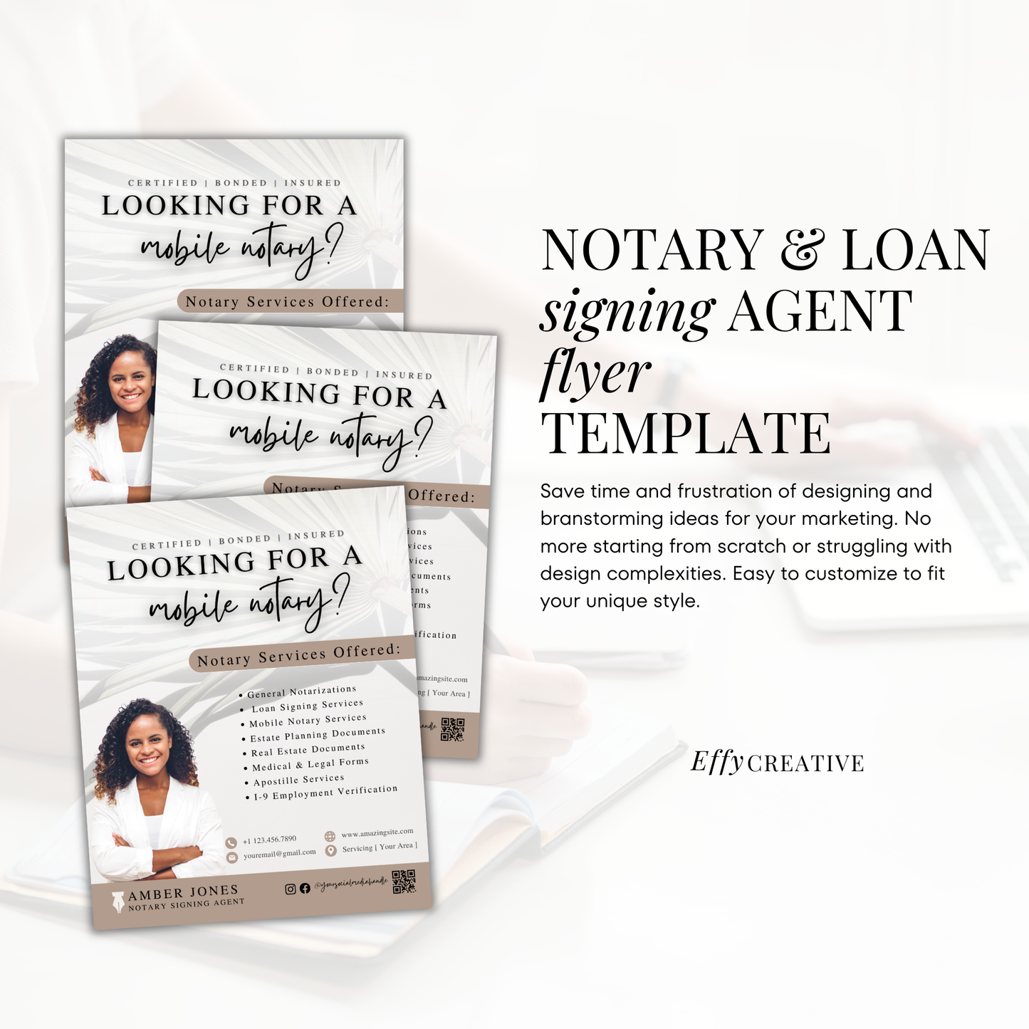 Notary Digital Marketing Flyer - Beige