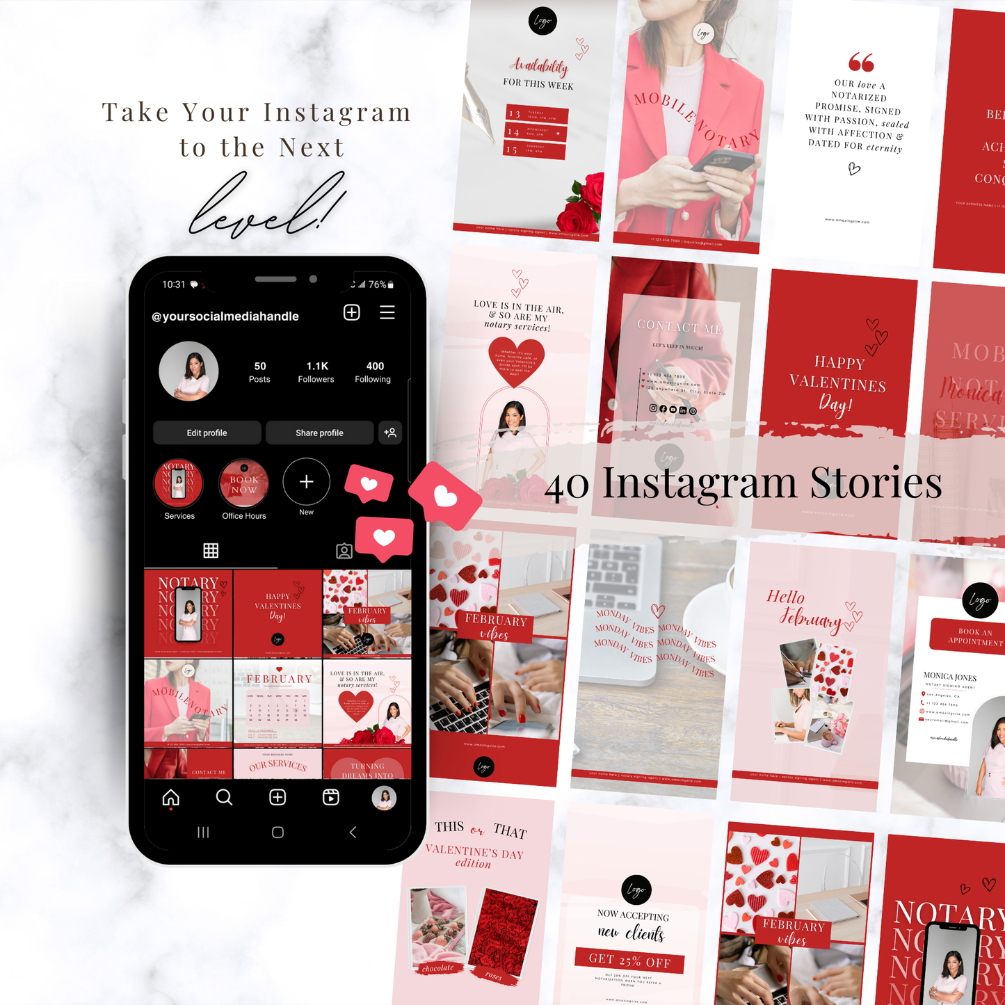 Valentine’s Notary Social Media Kit – Canva Templates for Notaries & Loan Signing Agents