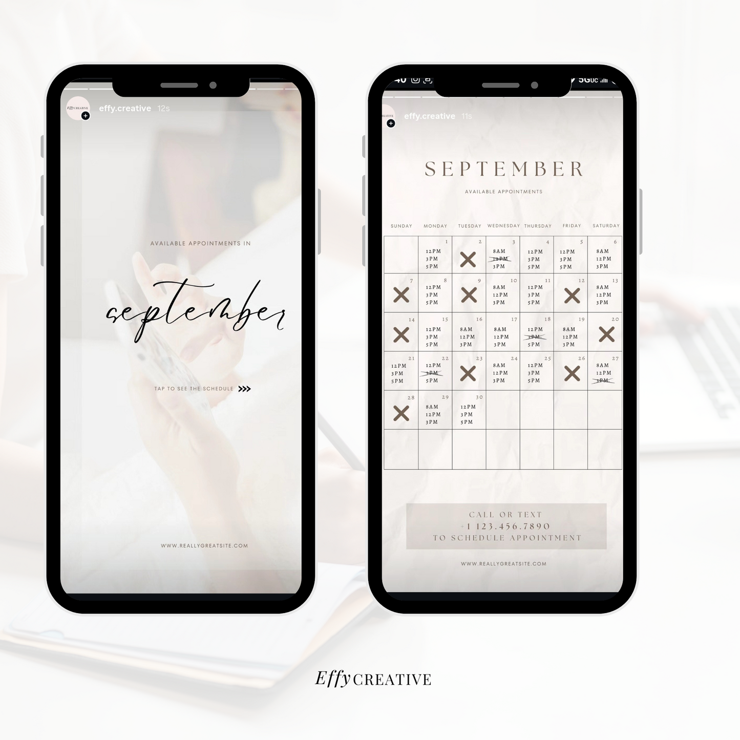 Notary Monthly Availability Calendar Instagram: Story Booking Calendar IG, Appointments Available Schedule