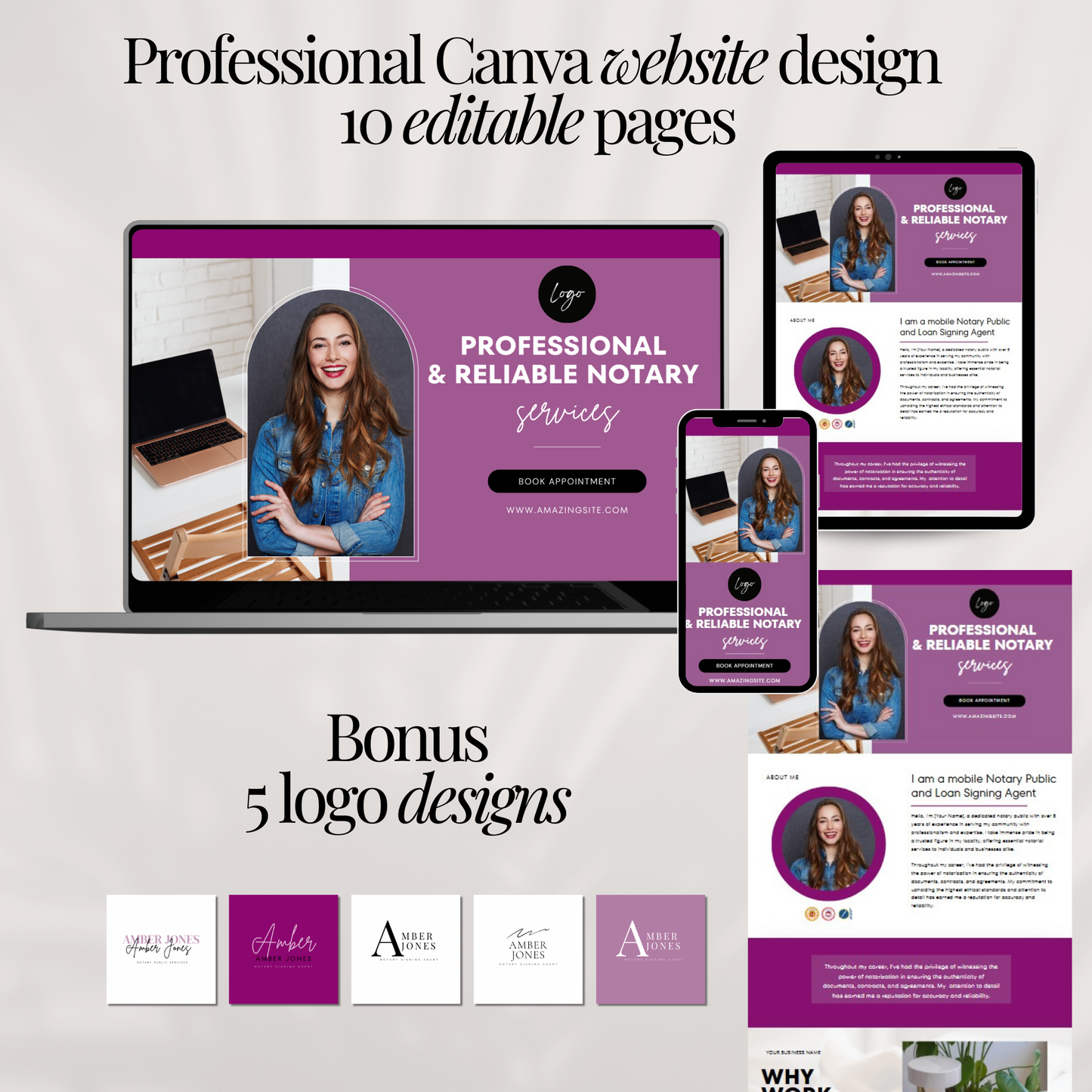 Ultimate Notary Branding Kit – Purple Aesthetic Templates for Social Media + Marketing