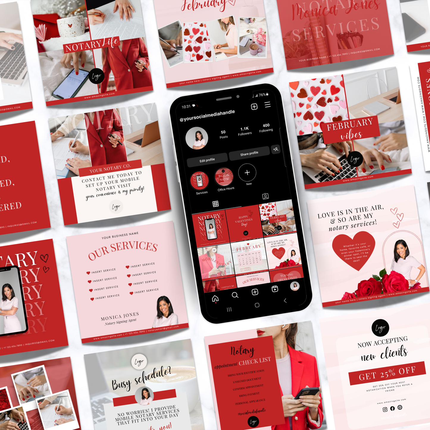 Valentine’s Notary Social Media Kit – Canva Templates for Notaries & Loan Signing Agents