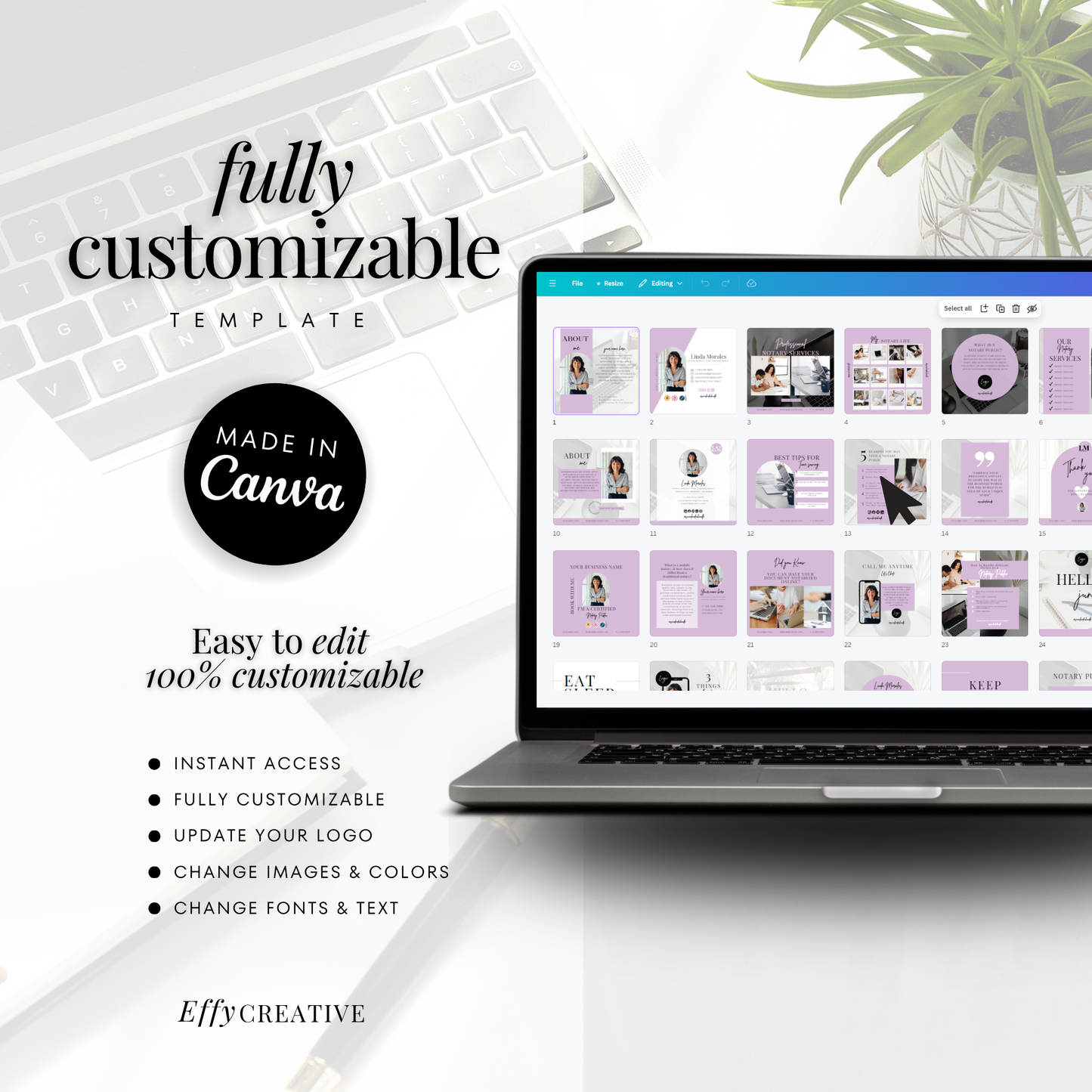 Ultimate Notary Branding Kit – Lilac Aesthetic Templates for Social Media + Marketing