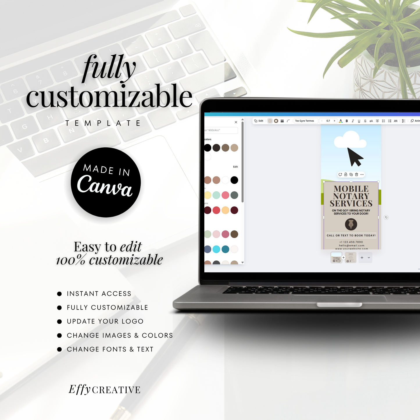 Notary Price List Rack Card Template Canva | Modern Editable Service Menu for Notaries, Lash Techs, Business Pros