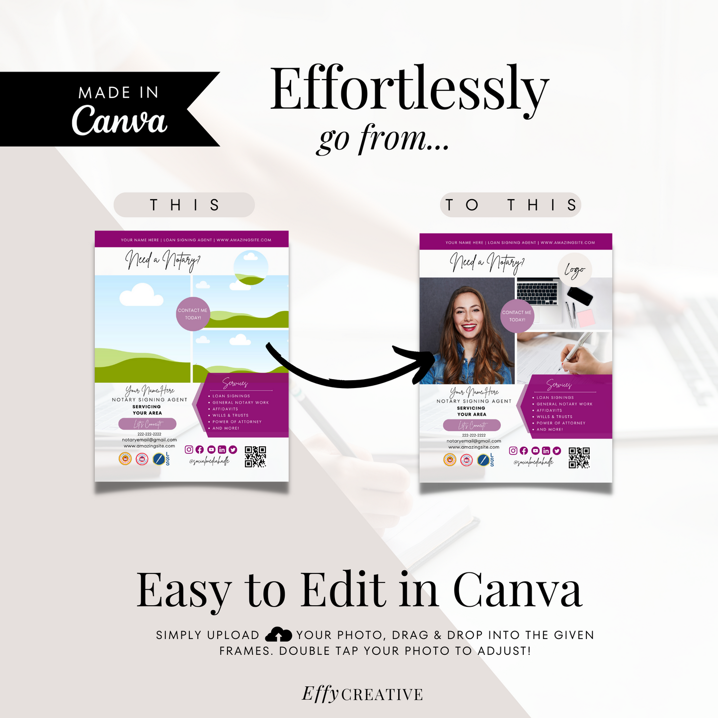 Ultimate Notary Branding Kit – Purple Aesthetic Templates for Social Media + Marketing