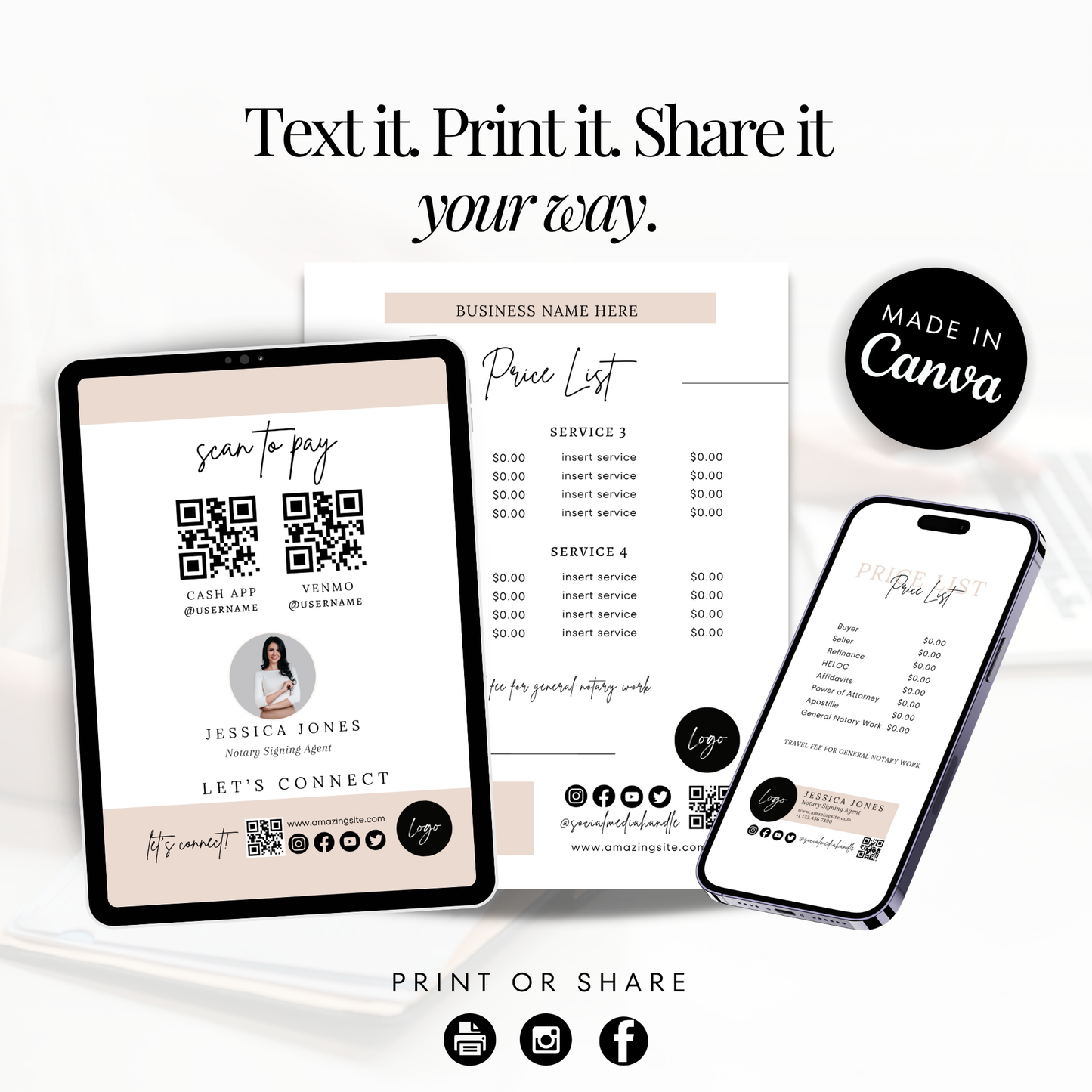 Notary Price List + Scan To Pay Flyer Set