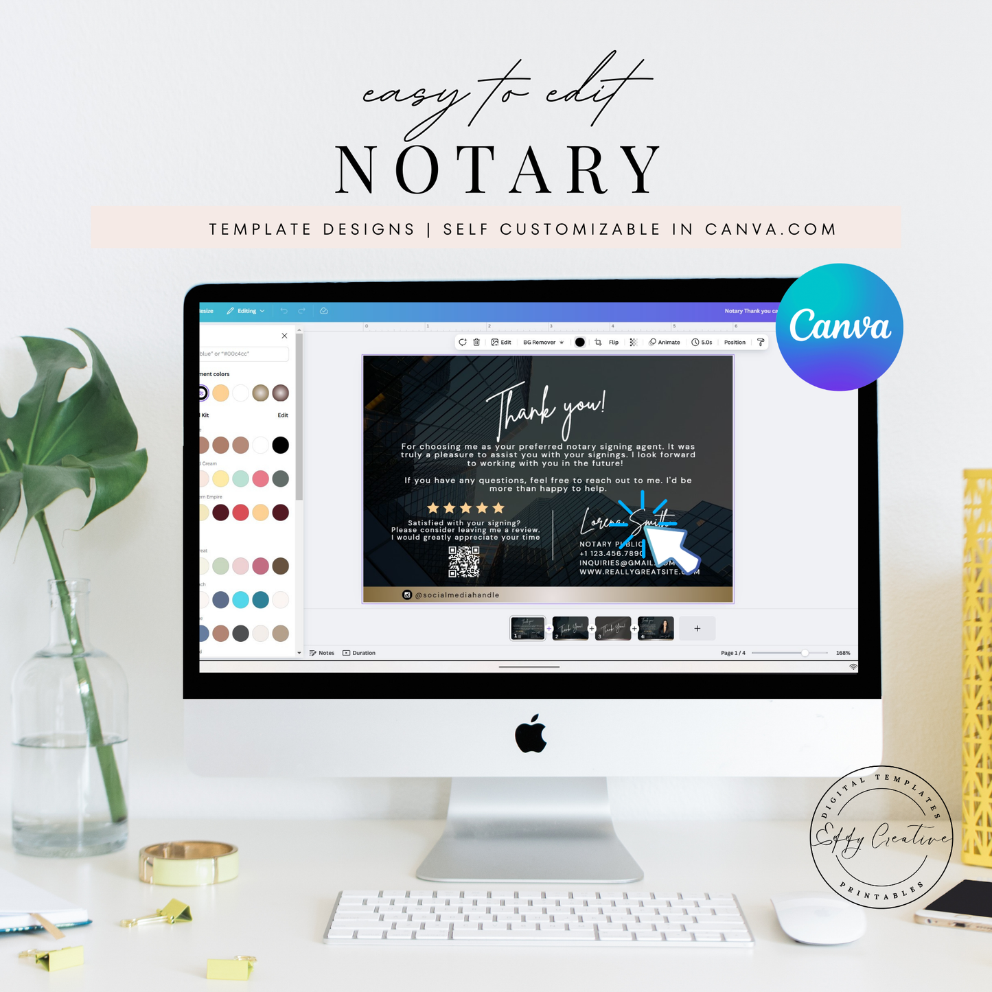 Notary thank you and client feedback card