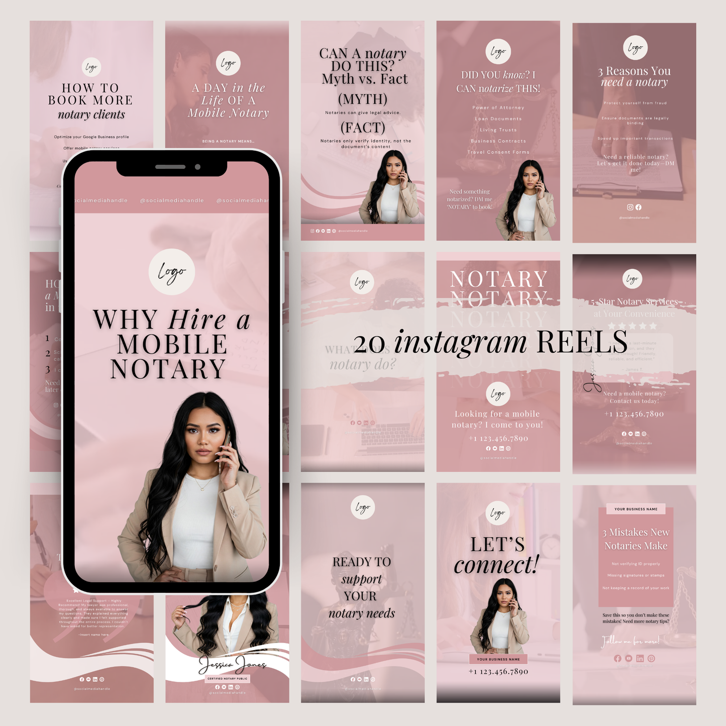 Notary Social Media Branding Kit - Pink