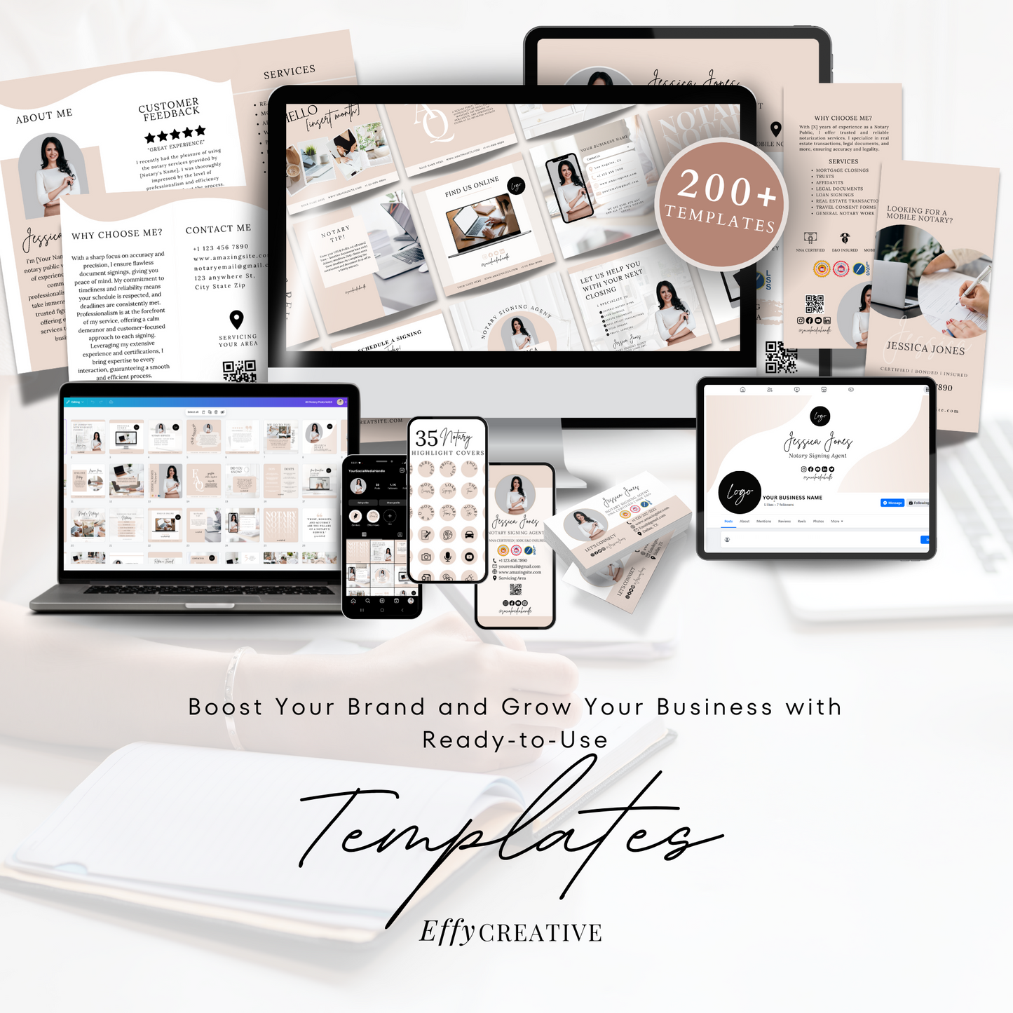 Ultimate Notary Branding Kit – Beige Neutral Aesthetic Templates for Social Media + Marketing