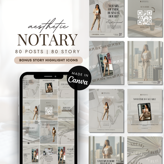 Notary Luxury Social Media Instagram Kit, New IG Size Posts, Stories & Highlight Icons - Gray