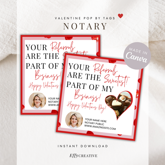 Notary Valentine's Pop By Tag February Marketing Gift Tag