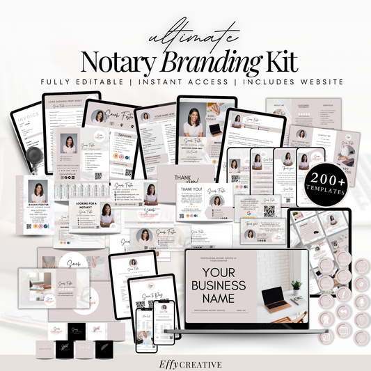 Ultimate Notary Branding Kit – Light Pink Aesthetic Templates for Social Media + Marketing