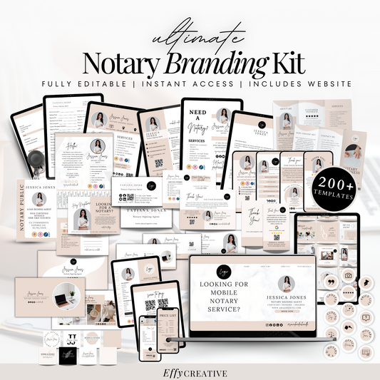 Ultimate Notary Branding Kit – Beige Neutral Aesthetic Templates for Social Media + Marketing