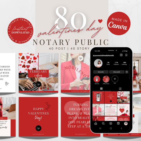 Valentine’s Notary Social Media Kit – Canva Templates for Notaries & Loan Signing Agents