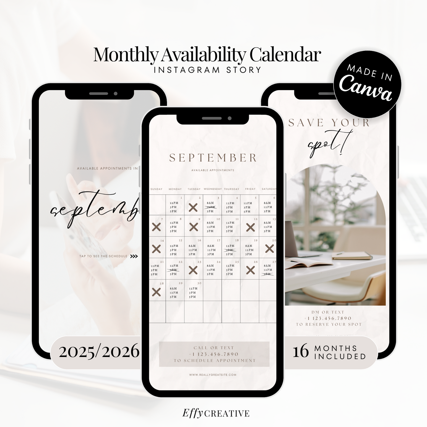 Notary Monthly Availability Calendar Instagram: Story Booking Calendar IG, Appointments Available Schedule
